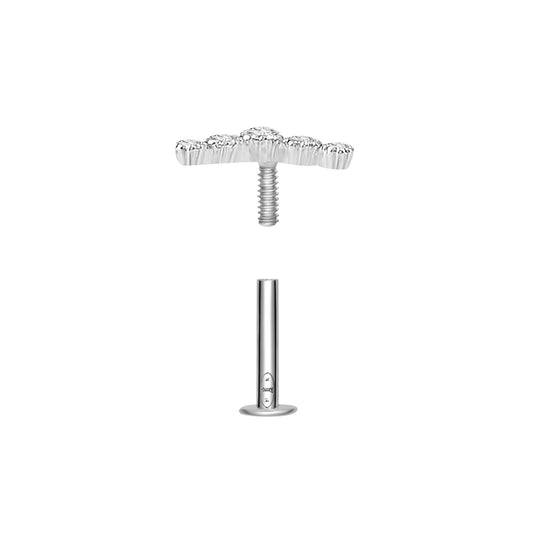 Piercing courbé 5 zircon , OR 18K