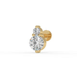 Piercing oreille double brillant zirconium en or jaune 18 carats