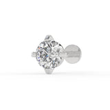 Piercing oreille zirconium rond en or blanc 9 carats