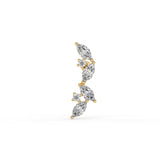 Piercing hélix labret courbe zirconium en or jaune 9 carats