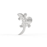 Piercing oreille salamandre en or blanc 18 carats