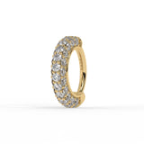 Piercing hélix anneau clicker pavé de zirconium en or jaune 9 carats