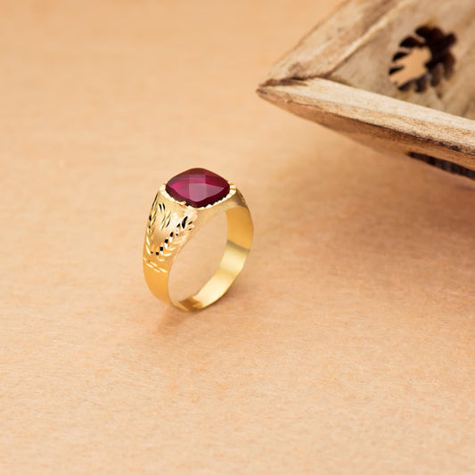 Chevalière rubis, Or 18k