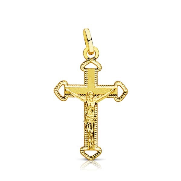 Pendentif croix fine avec christ ,Or 18K