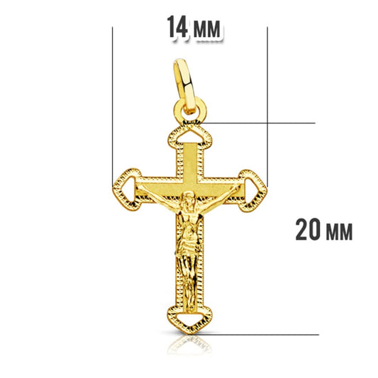Pendentif croix fine avec christ ,Or 18K