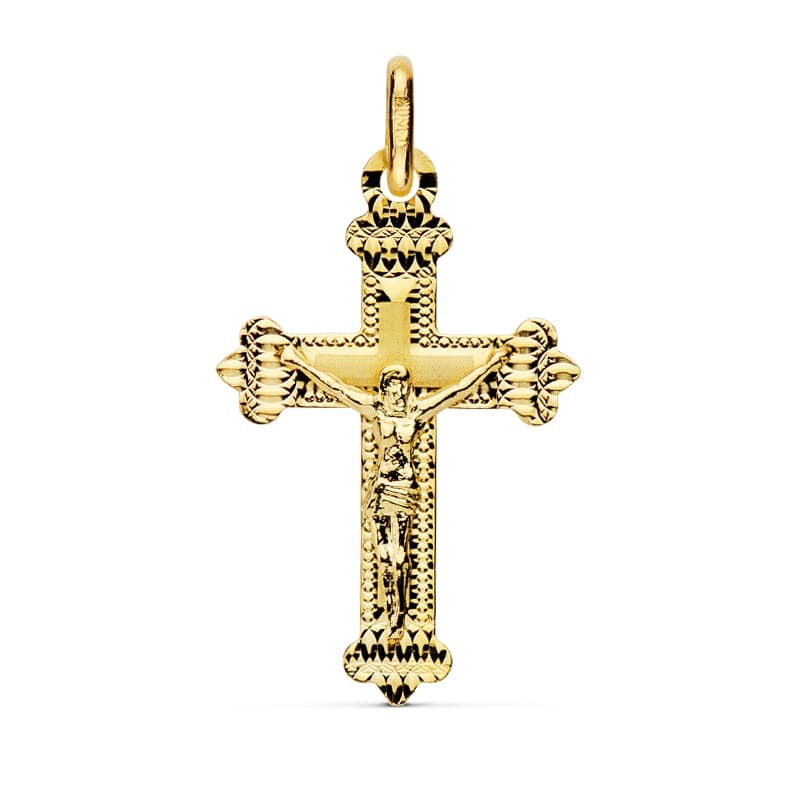 Pendentif croix avec christ , Or 18K
