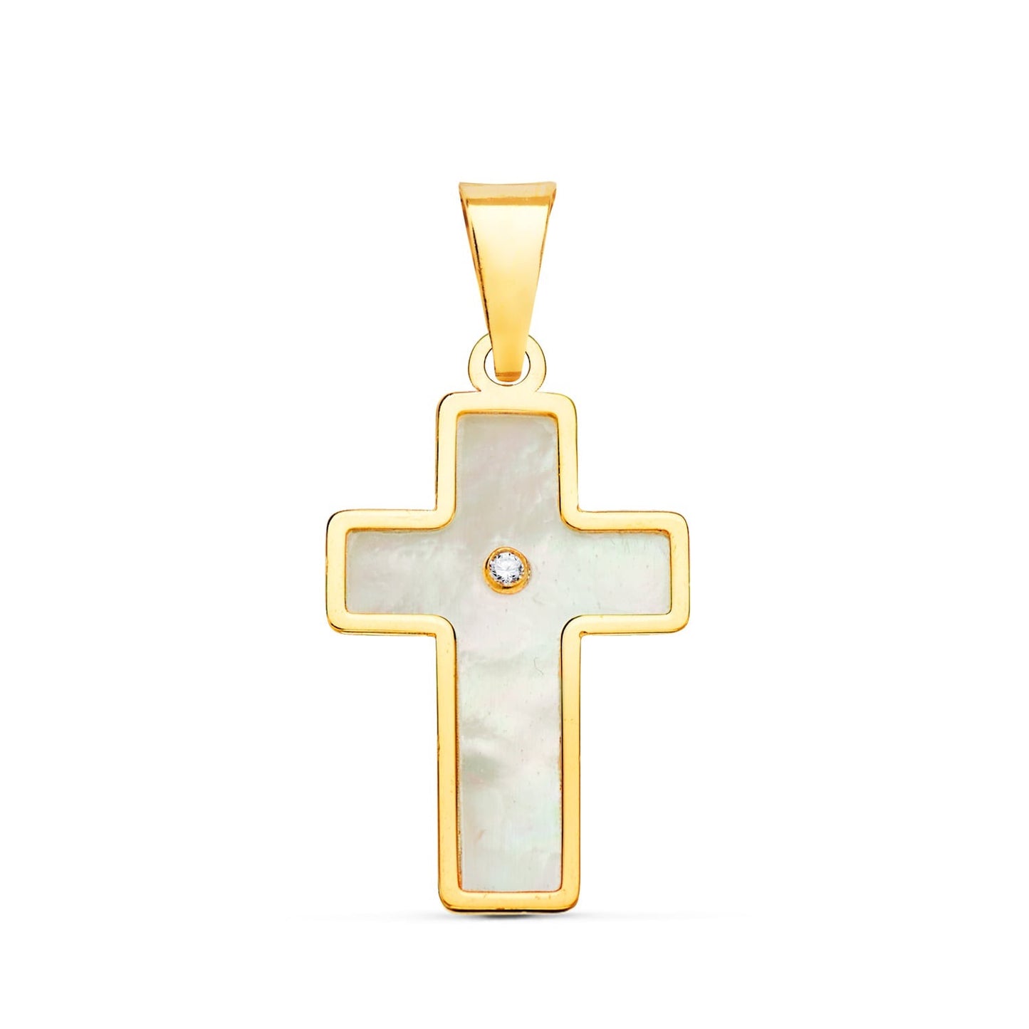 Pendentif croix nacre, Or 18k