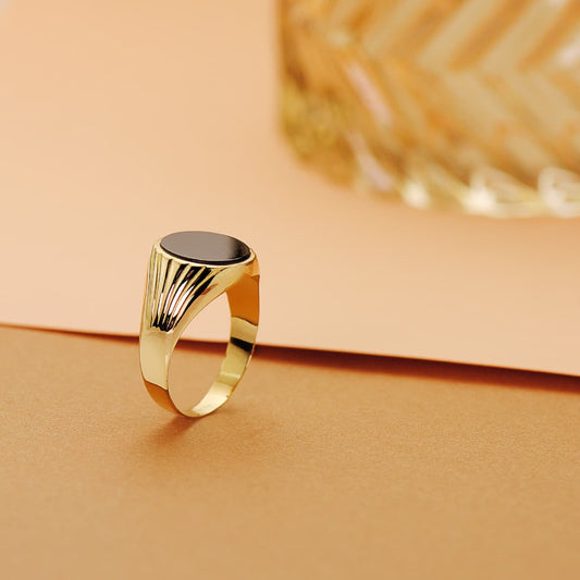 Chevalière oval onyx naturelle, Or 18k