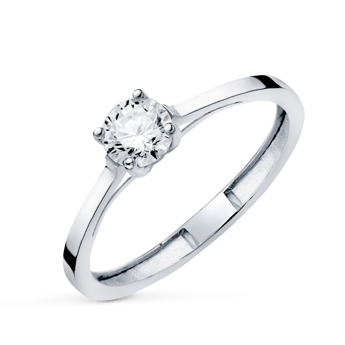 Bague solitaire diamant 0,50ct g-vs1, Or Blanc 18k