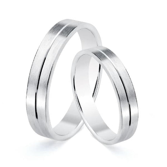 Alliance Mat et Central brillant , Or blanc 18K - PARADOXE