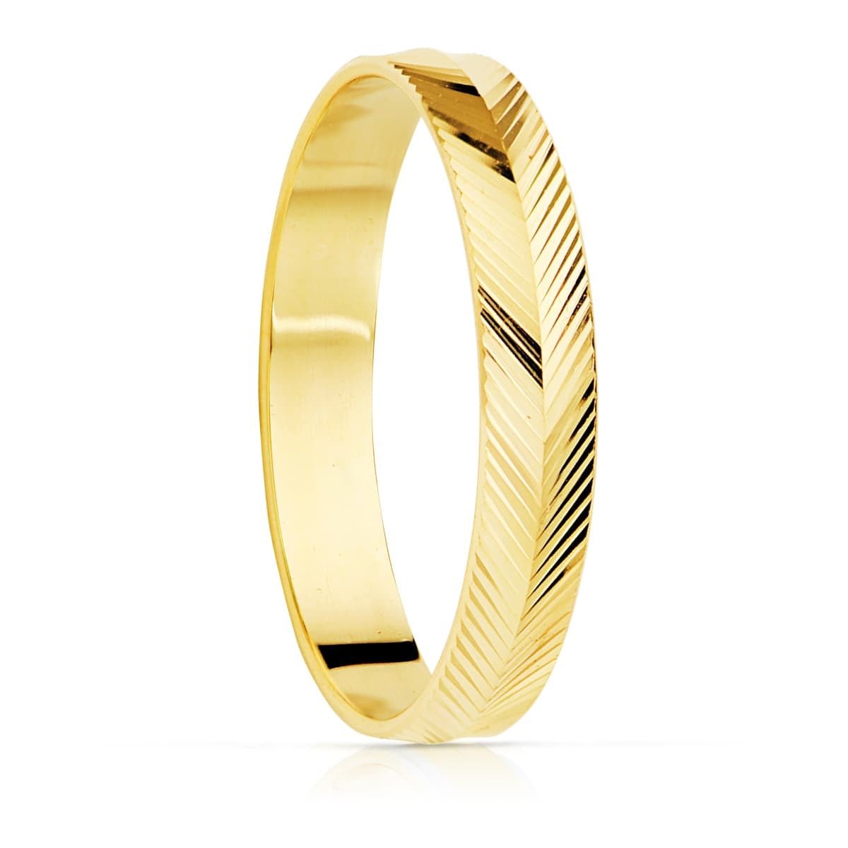 Alliance sculpté épi brillant , Or 18K - PARADOXE