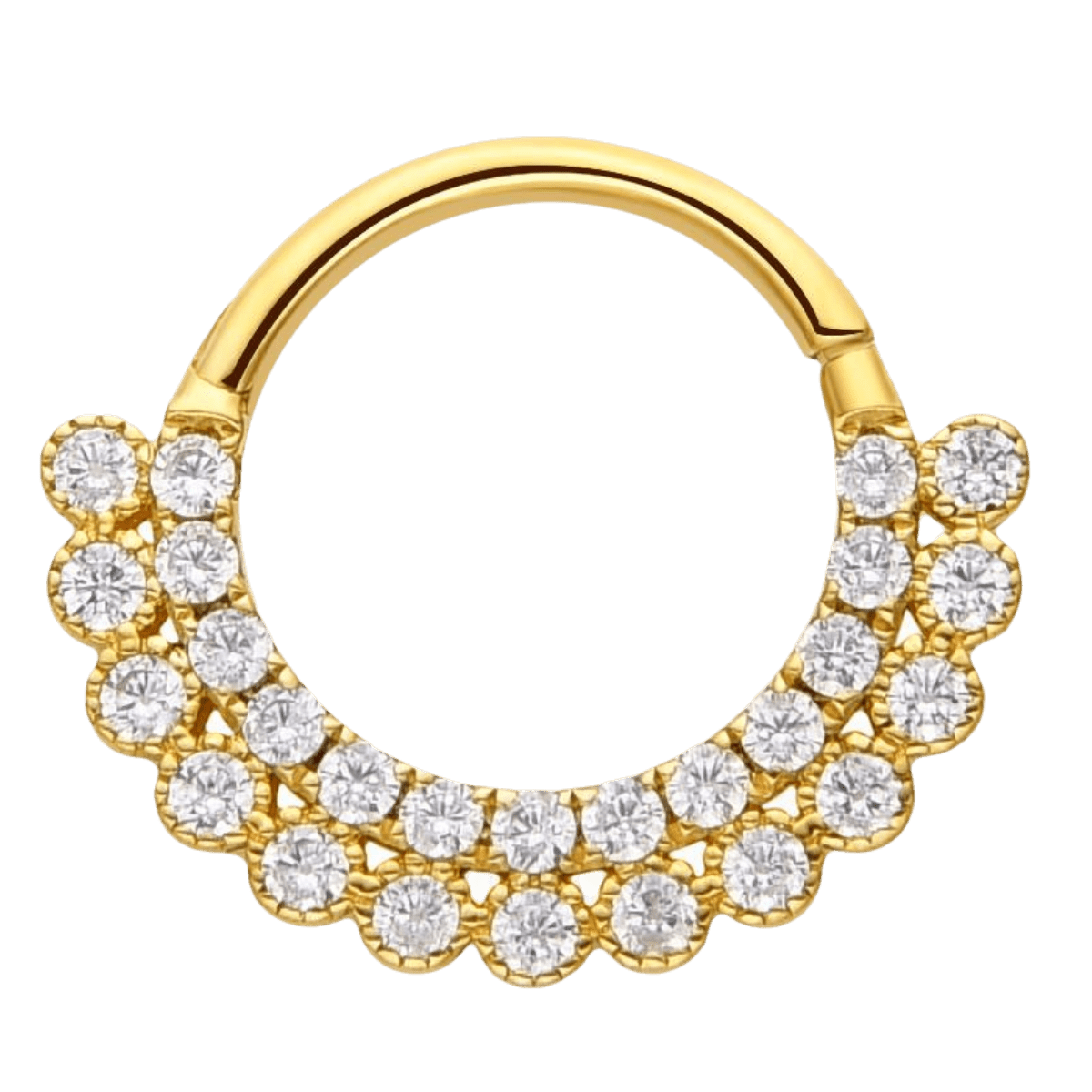Anneau clicker 2 rangé zirconium , Or 18K - PARADOXE