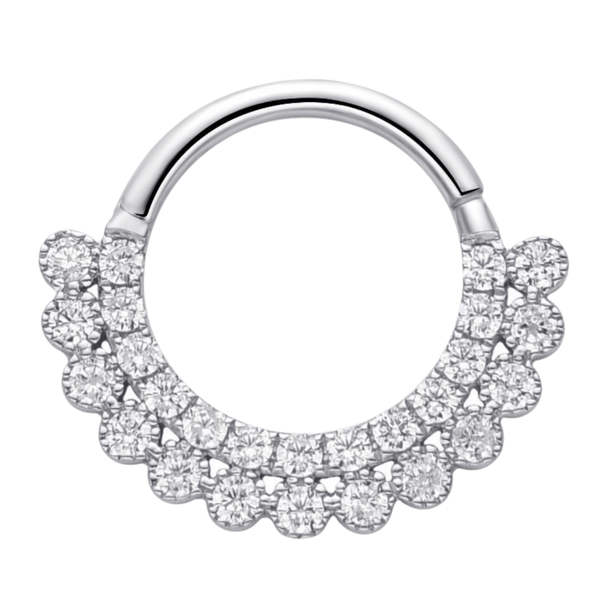Anneau clicker 2 rangé zirconium , Or Blanc 18K - PARADOXE