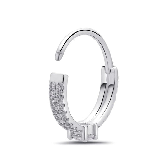 Anneau clicker zirconium , Or blanc 18K. - PARADOXE