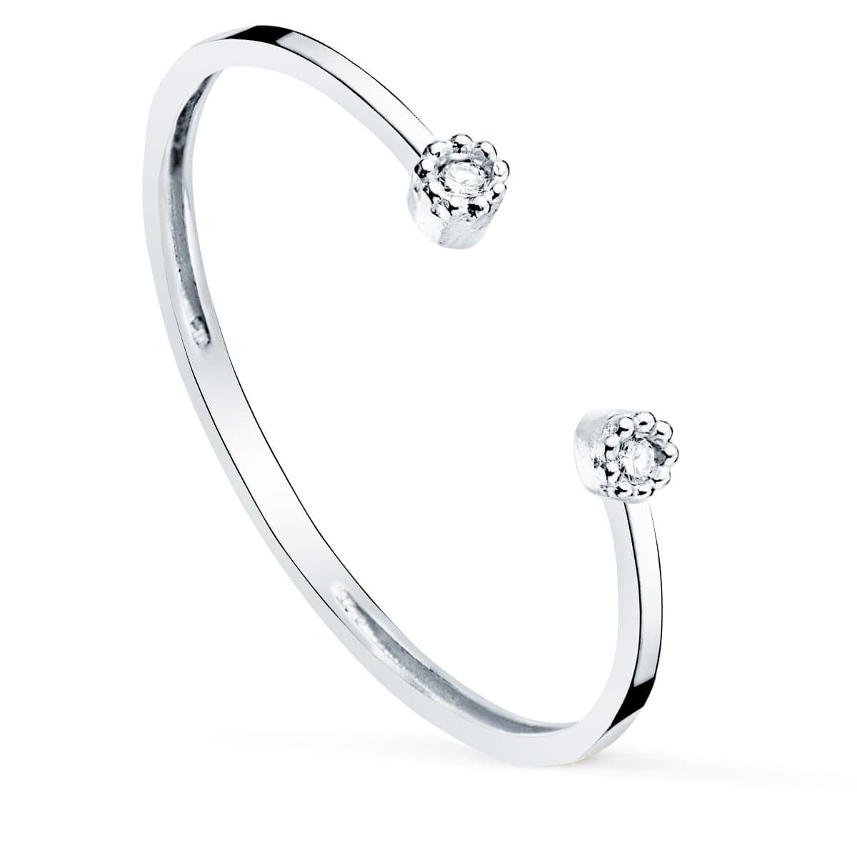 Bague ouverte diamant ,Or Blanc 18K - PARADOXE