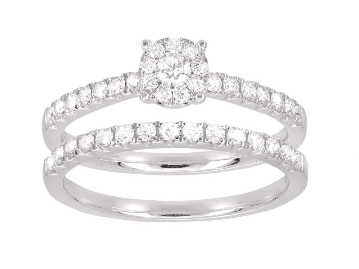 Bague solitaire et alliance, diamants 0,57ct HSI, Or Blanc 18k - PARADOXE