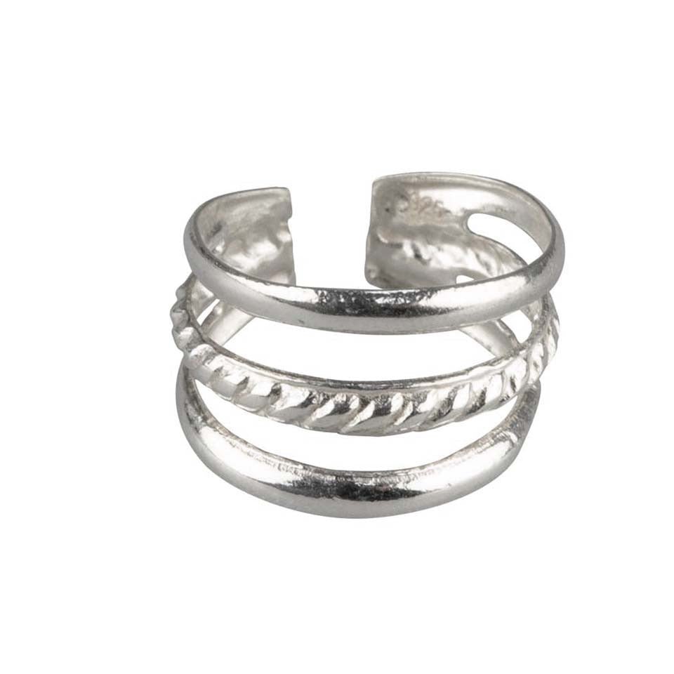 Boucle d'oreille earcuffs triple rangée 1 rang texturé, Argent 925 - PARADOXE