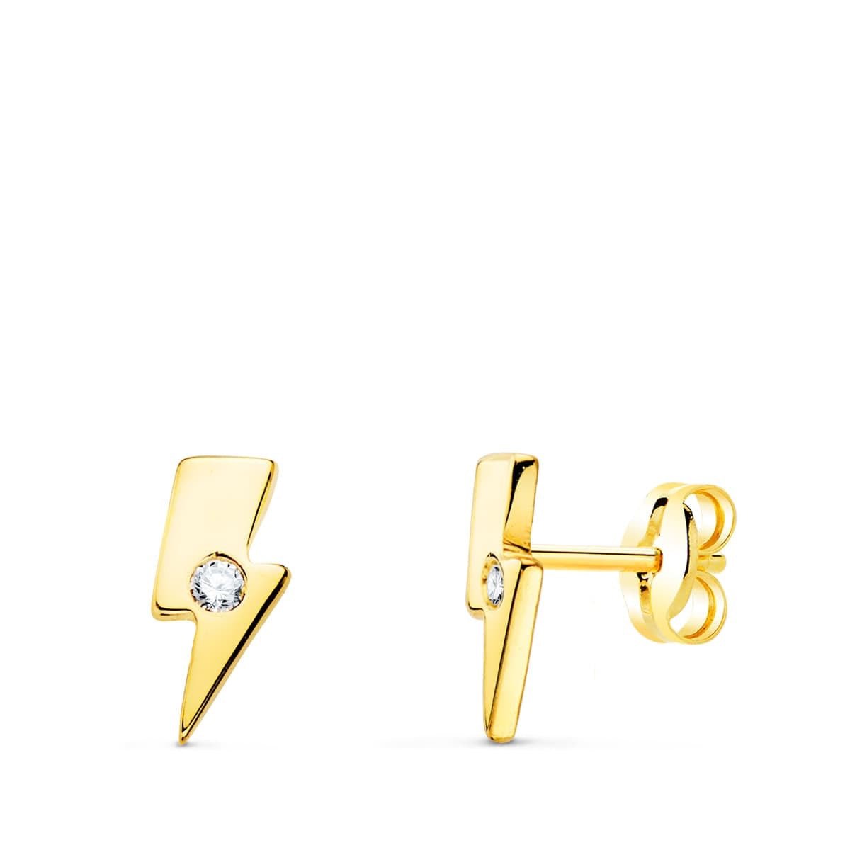 Boucles d'oreille foudre zirconium , Or 18K - PARADOXE