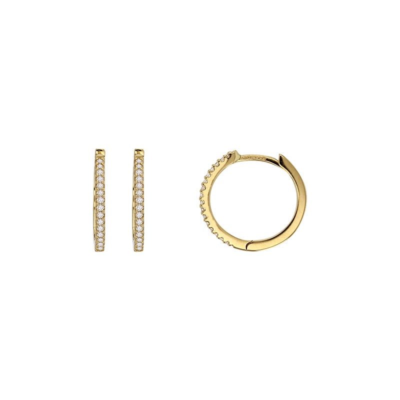 Boucles d'oreilles Créoles 16 diamants HSI , Or 18k - PARADOXE