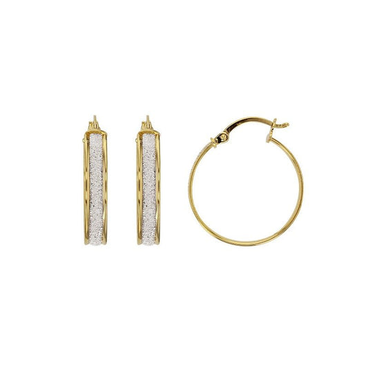 Boucles d'oreilles créoles pailleté , Or 9K - PARADOXE