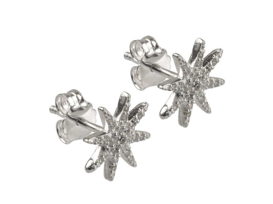 Boucles d'oreilles Etoile à 8 branches zirconium, Argent 925 - PARADOXE