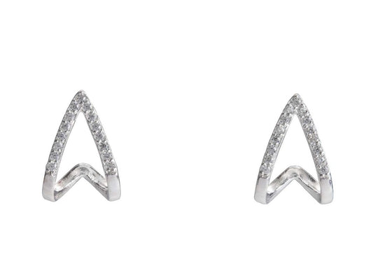 Boucles d'oreilles incurvé avec zirconium, Argent 925 - PARADOXE