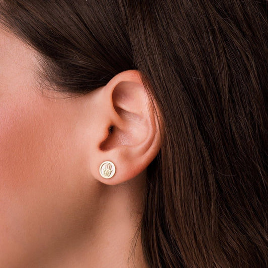 BOUCLES D'OREILLES MAIN DE FATMA NACRE , OR 18K - PARADOXE