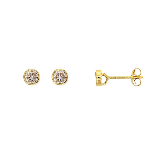 Boucles d'oreilles puces et zirconium serti clos , Or 9K - PARADOXE