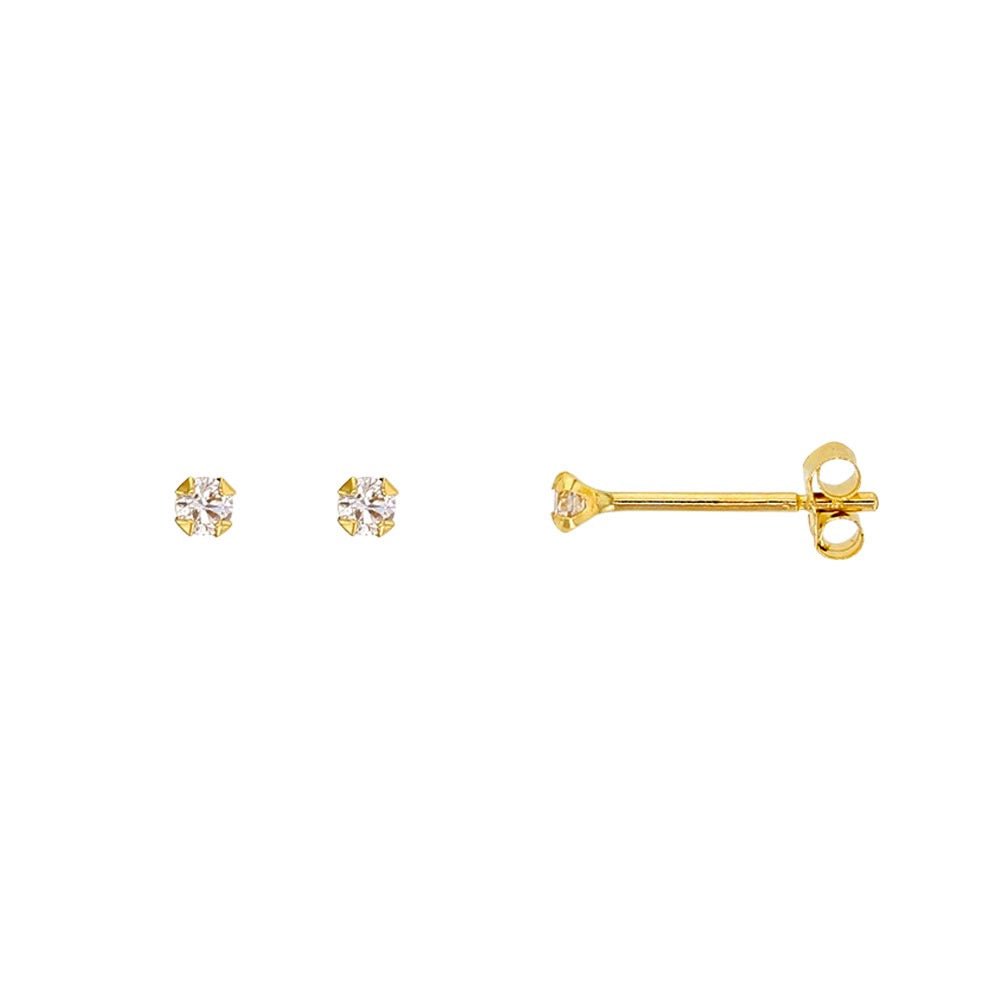 Boucles d'oreilles serti 4 griffes zirconium , Or 9K - PARADOXE