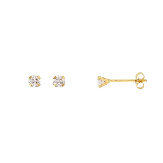 Boucles d'oreilles serti 4 griffes zirconium , Or 9K - PARADOXE