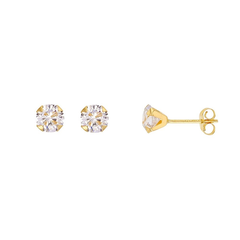 Boucles d'oreilles serti 4 griffes zirconium , Or 9K - PARADOXE