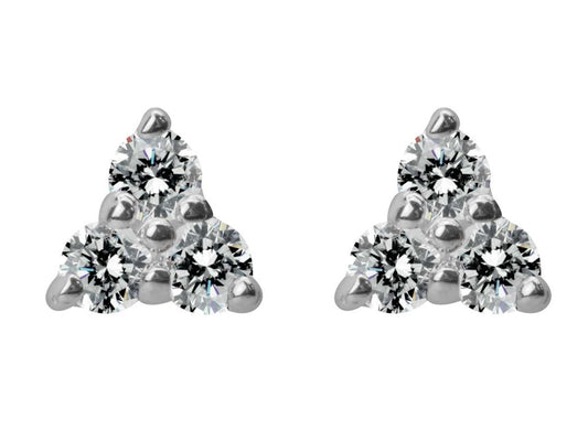Boucles d'oreilles Triangle 3 Zircones, Argent 925 - PARADOXE