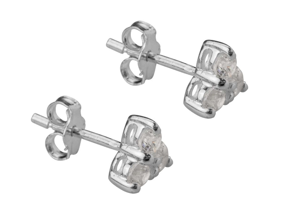 Boucles d'oreilles Triangle 3 Zircones, Argent 925 - PARADOXE