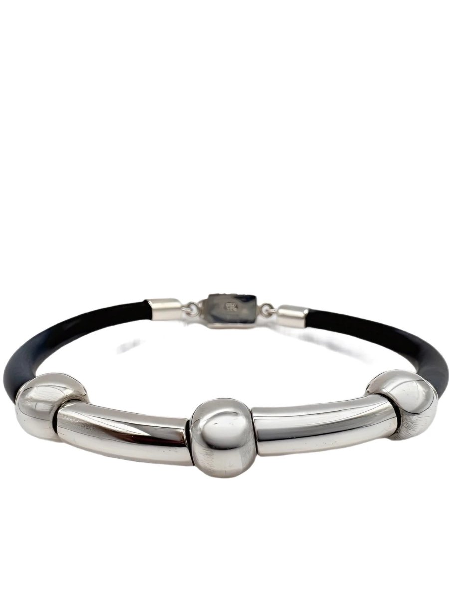 Bracelet 3 boules , Argent 925 & Silicone - PARADOXE