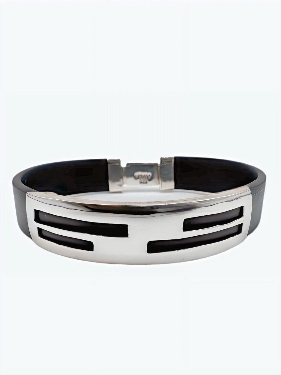 Bracelet ajouré , Argent 925 & Silicone - PARADOXE