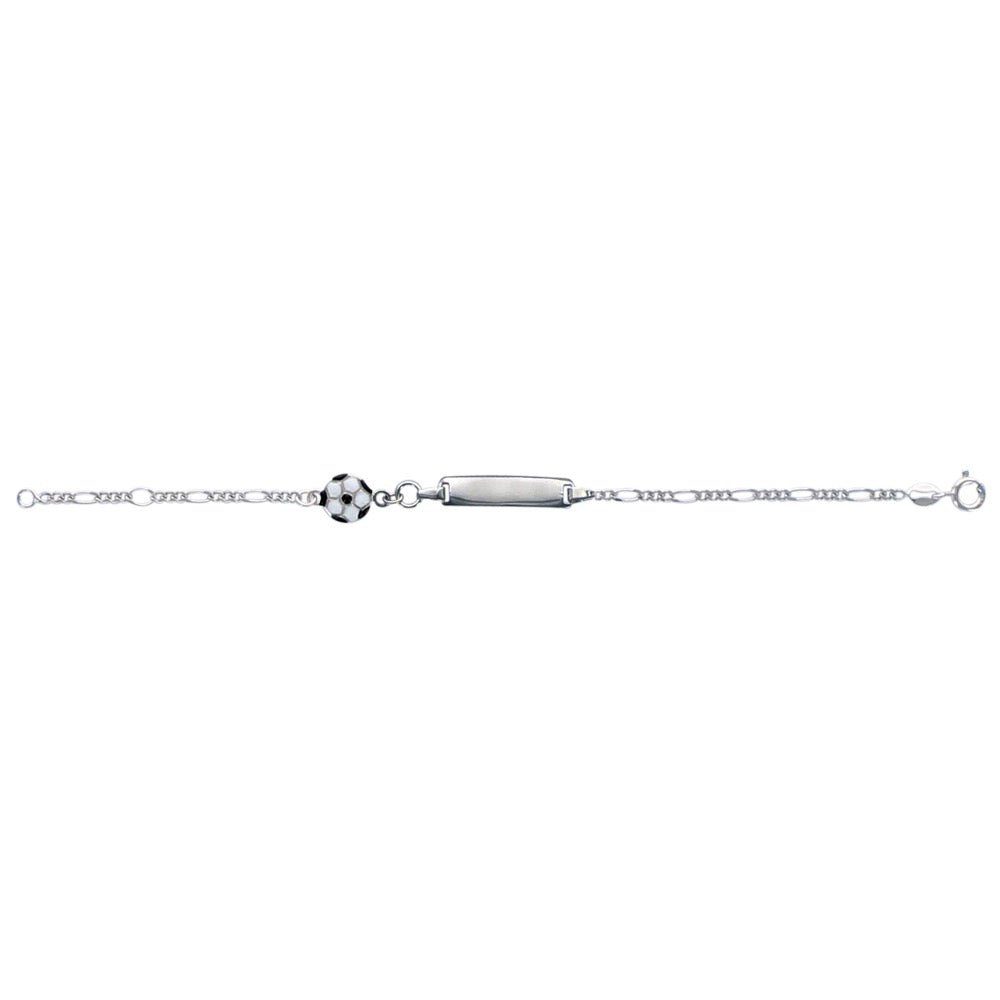 Bracelet Identité bébé ballon de foot émaillé, Argent 925 Rhodié - PARADOXE