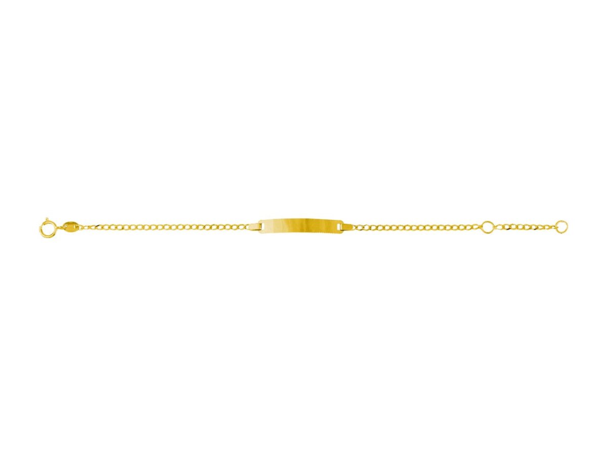 Bracelet Identité bébé maille cheval plaque rectangle , Or 18K - PARADOXE