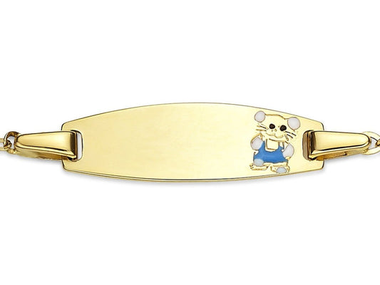 Bracelet Identité bébé maille Forçat claire, plaque ovale, Or 18k - PARADOXE