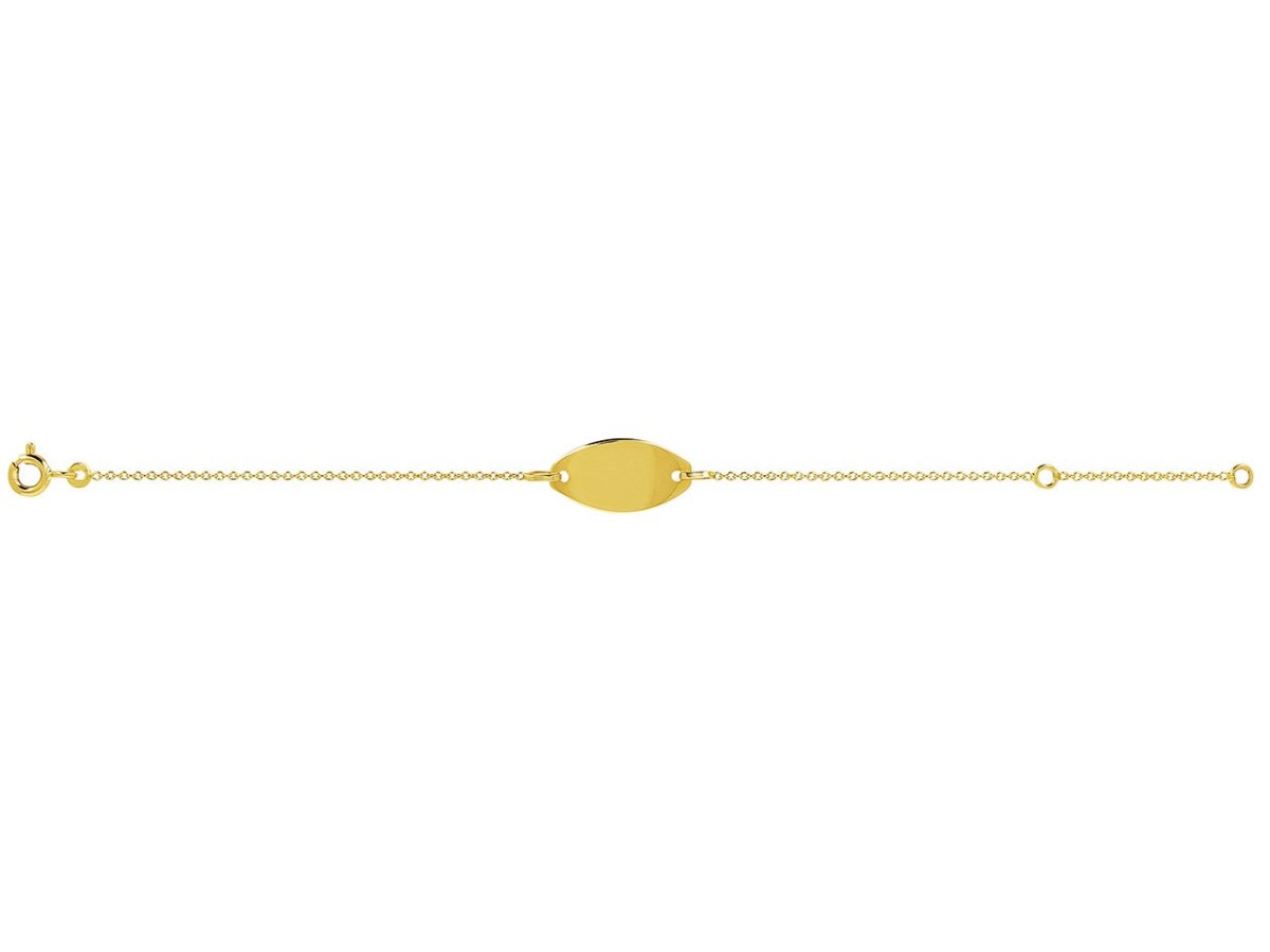Bracelet Identité bébé maille Forçat ronde , plaque ovale, Or 18k - PARADOXE