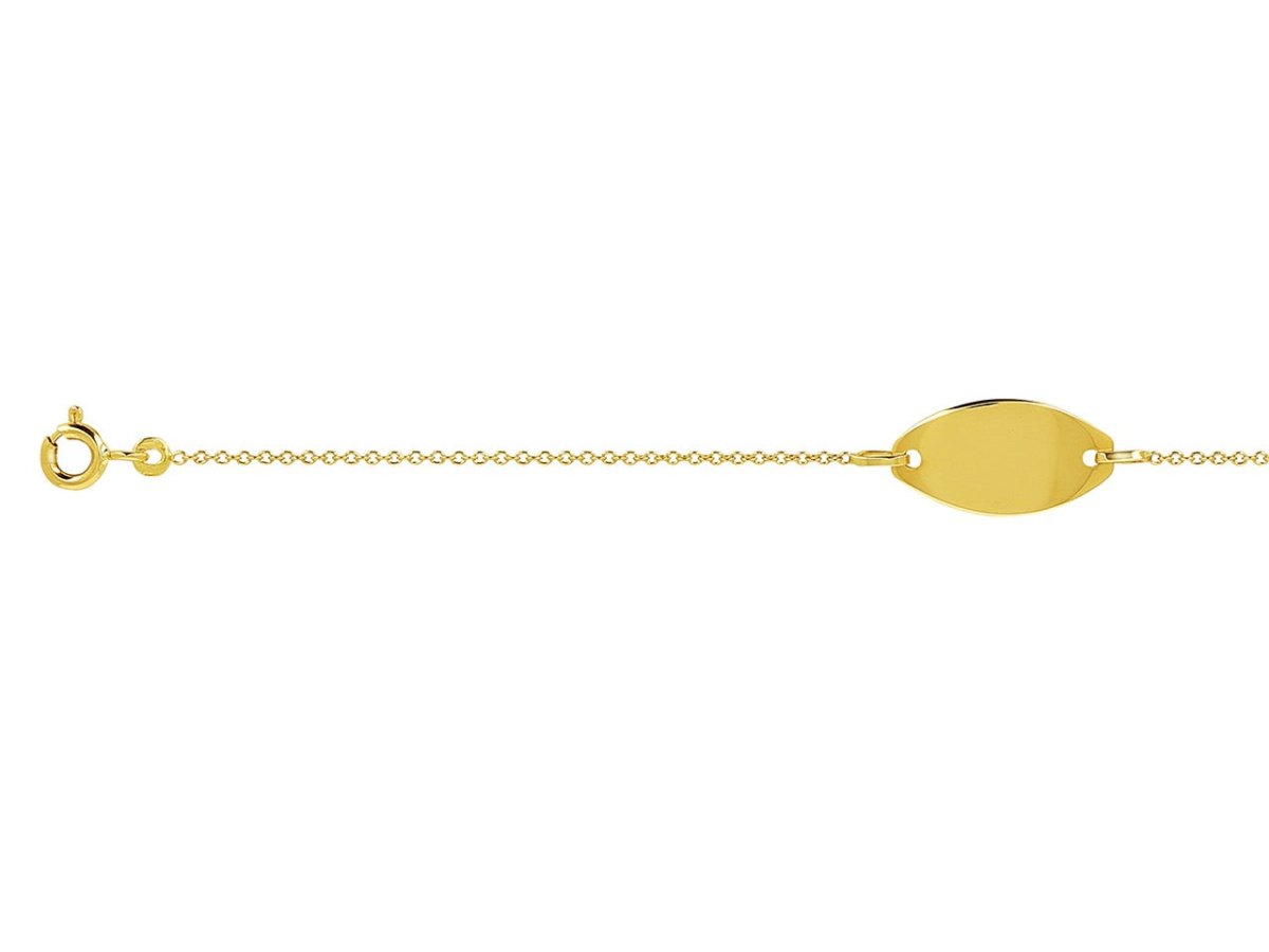 Bracelet Identité bébé maille Forçat ronde , plaque ovale, Or 18k - PARADOXE