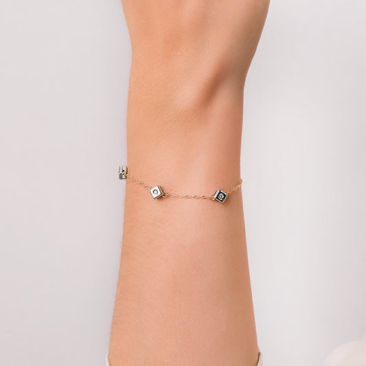 Bracelet losanges diamant 0.045 ct. si - h , Or bicolore 18K - PARADOXE