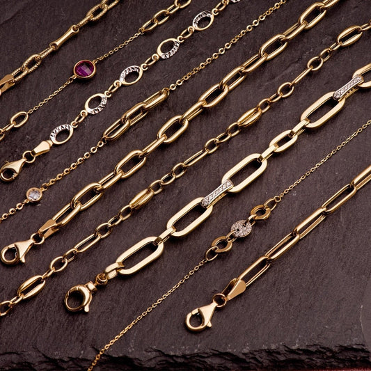 Bracelet maillons large , Or 18K - PARADOXE