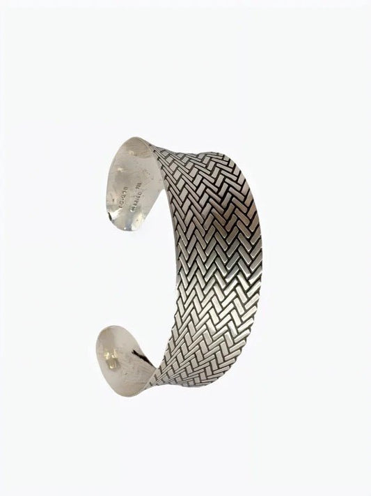 Bracelet manchette tissé , Argent 925 - PARADOXE