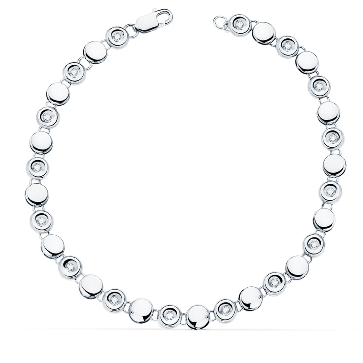 Bracelet rond 16 diamants , Or blanc 18K - PARADOXE