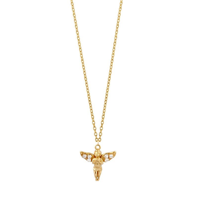 Chaine ange orné de zirconium , Or 9k - PARADOXE