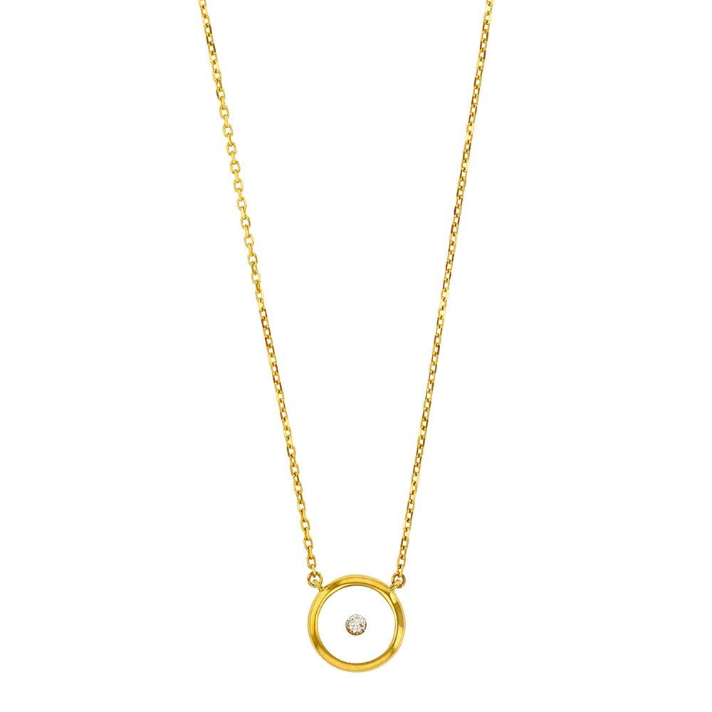 Chaine cercle orné d'un diamant 0,05ct , Or 9k - PARADOXE