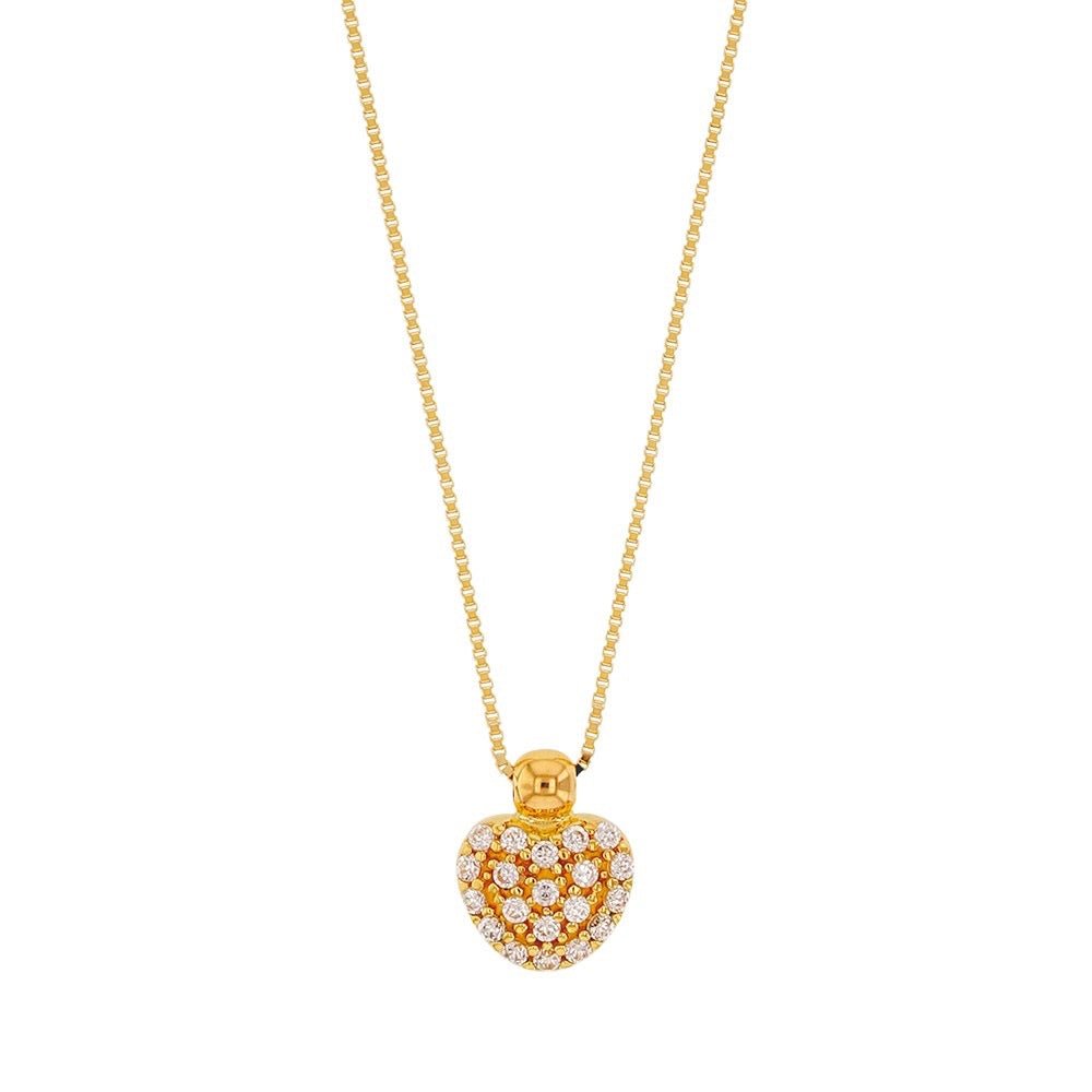 Chaine coeur serti de zirconium, Or 9k - PARADOXE