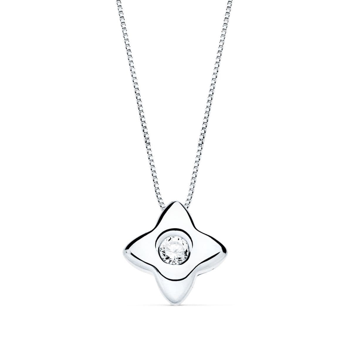 Chaine étoile sertis clos Diamant 0.050CT G - VS2 , Or blanc 18k - PARADOXE