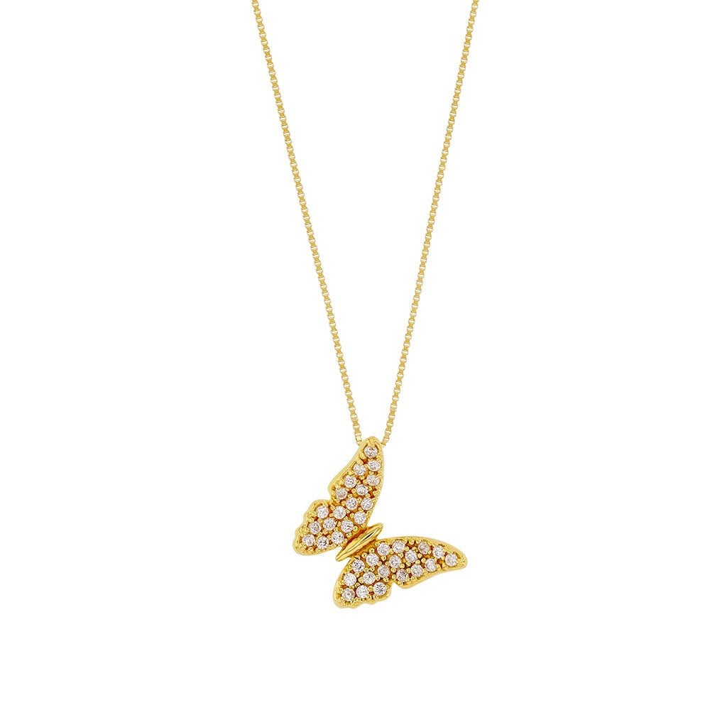Chaine papillon serti de zirconium , Or 9K - PARADOXE