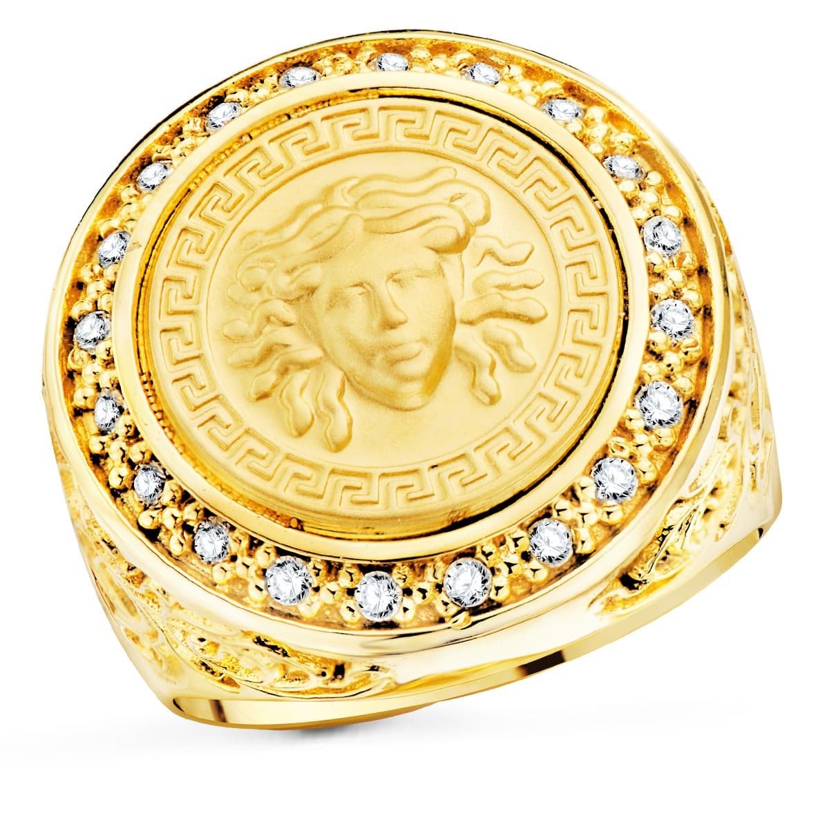 Chevalière ronde médusa massif , Or 18K - PARADOXE